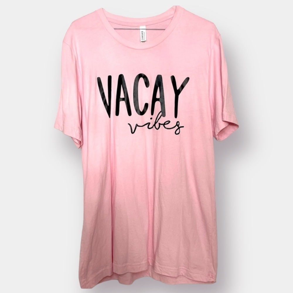 Vacay Vibes Pink Tee Shirt Size L